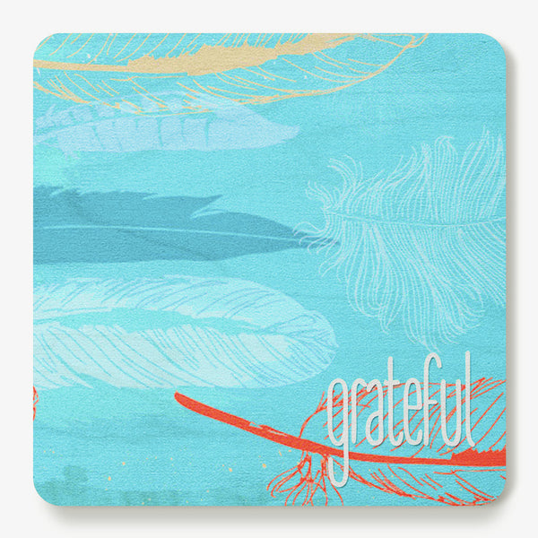 Grateful ~ Feathers Coaster